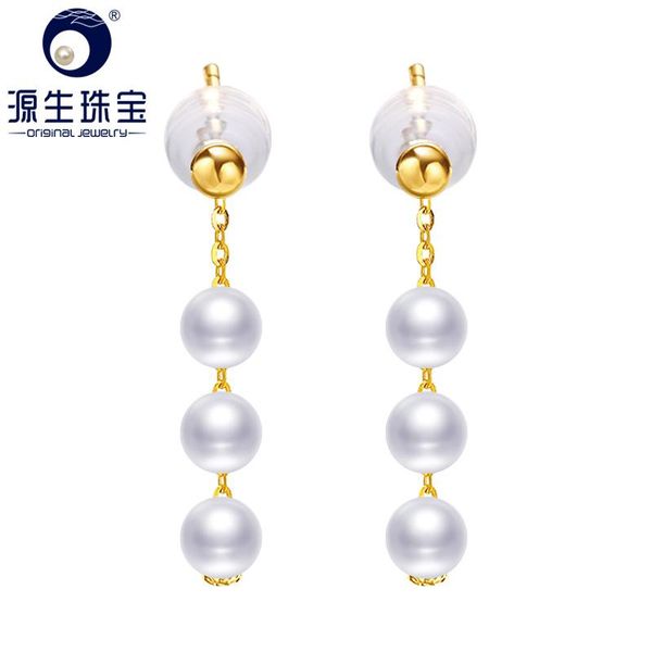 

knot ys 18k solid gold earring 56mm natural cultured freshwater pearl drop earring fine jewelry, Silver