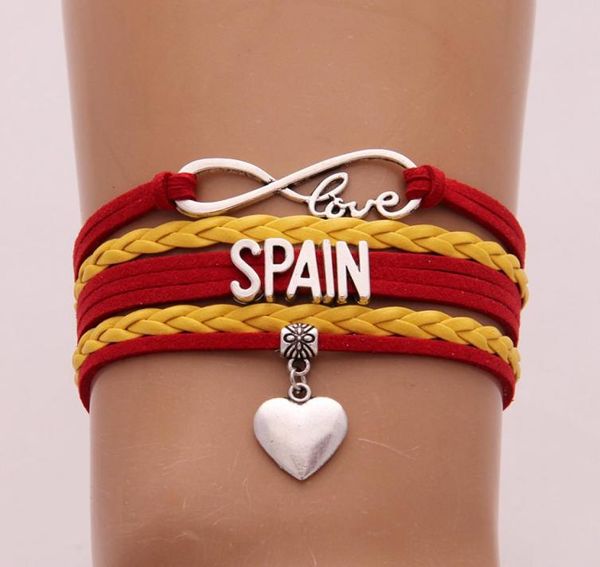 

infinity love spain bracelets bangles heart charm braided leather bracelet wrist jewelry for women men drop 4694013, Golden;silver