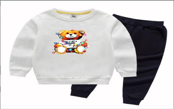 

retail baby kids cartoon fashion casual patchwork twopiece suits clothing sets infant boys outfits sportwear tracksuits designer 2862661, White