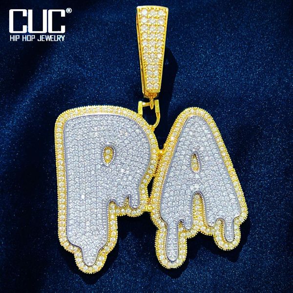 

necklaces cuc new drip letter pendant custom name hiphop pendant necklace for men women chain customized zircon copper jewelry, Silver