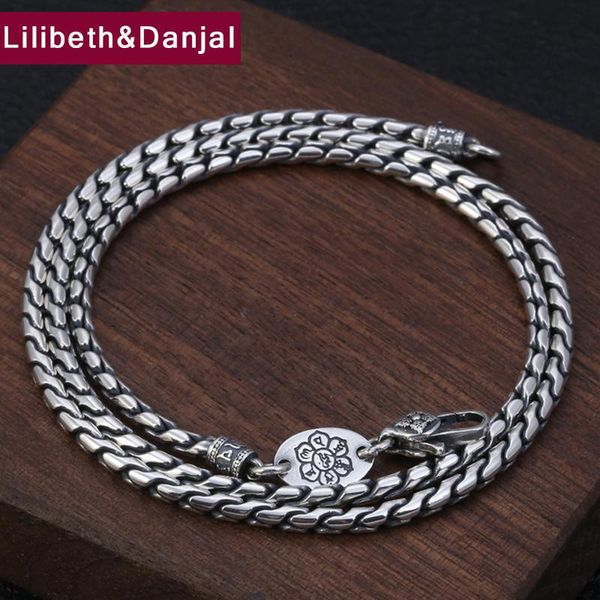 

necklaces 3mm width necklace pendant 100% real 925 sterling silver men women mantra vajra thick snake chain statement necklace jewelry n2