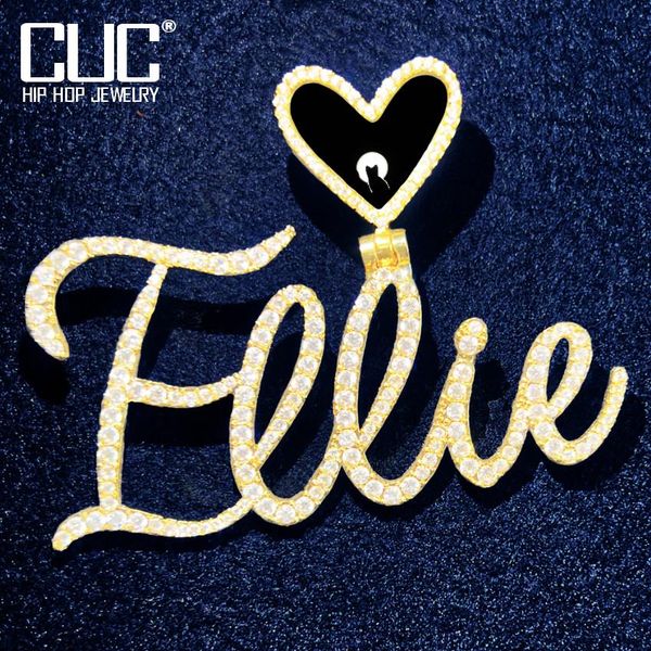 

necklaces custom conjoined letters name pendant for men women with make memory picture necklace chain ice zircon fasion hip hop jewelry, Silver