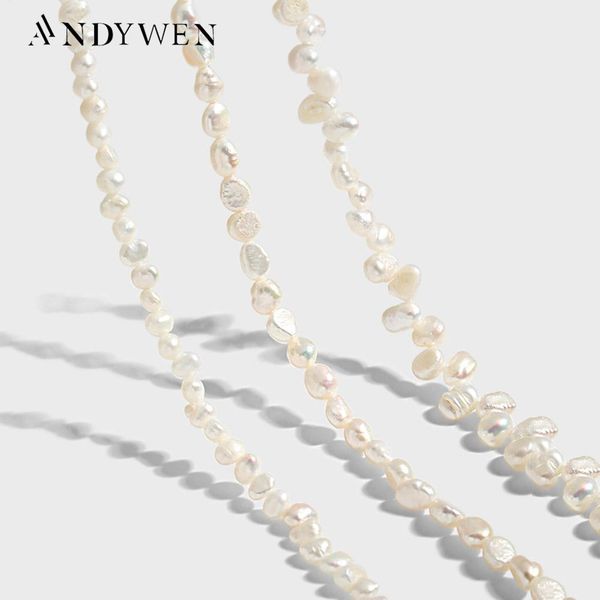 

necklaces andywen 100% 925 sterling silver baroque pearl irregular charm choker long chain necklace 2021 women wedding jewelry crystal