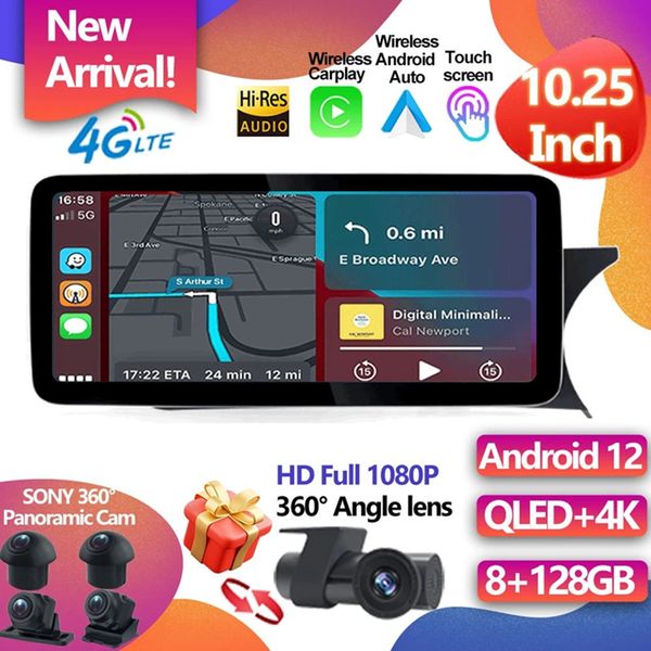 

for mercedes benz c grade w204 2011-2014 rhd 4g lte 10.25" android 12 car radio carplay auto stereo gps navigation video ntg 4.5-2
