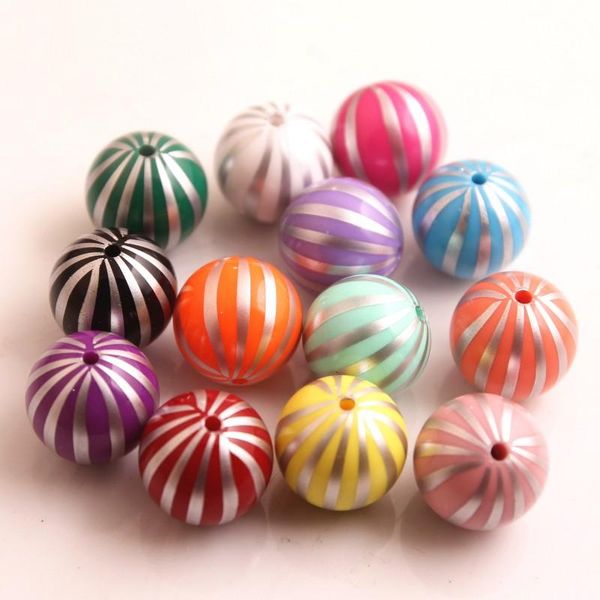 

crystal wholesale 20mm 12mm colorful solid print silver watermelon acrylic beads for kid's fashion jewelry