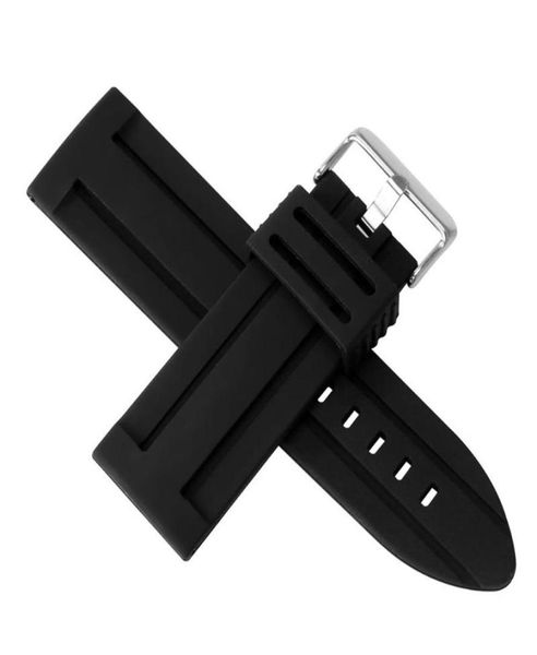 

watch bands 2830mm silicone pin buckle waterproof straps018597864, Black;brown