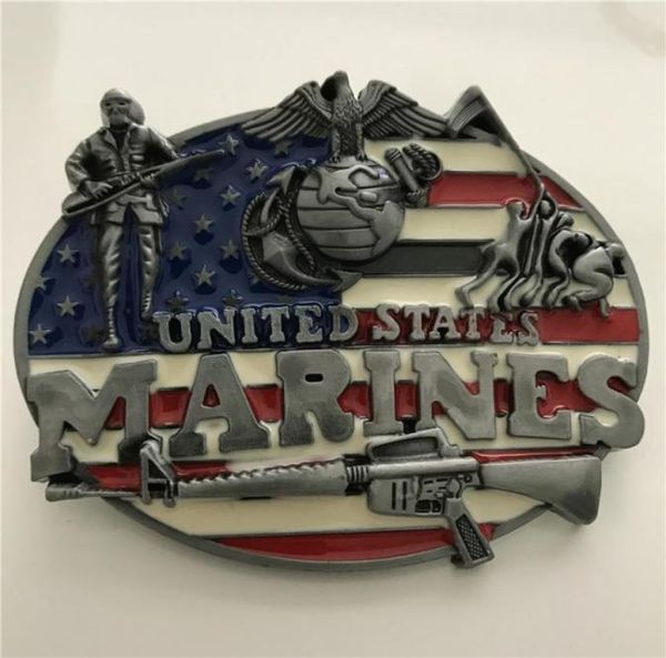 

1 pcs united states marines buckle hebillas cinturon men039s western cowboy metal belt buckle fit 4cm wide belts7081174, Slivery;black