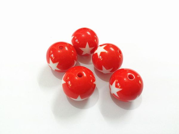 

crystal (choose size first) 12mm/16mm/20mm red acrylic solid with white star beads