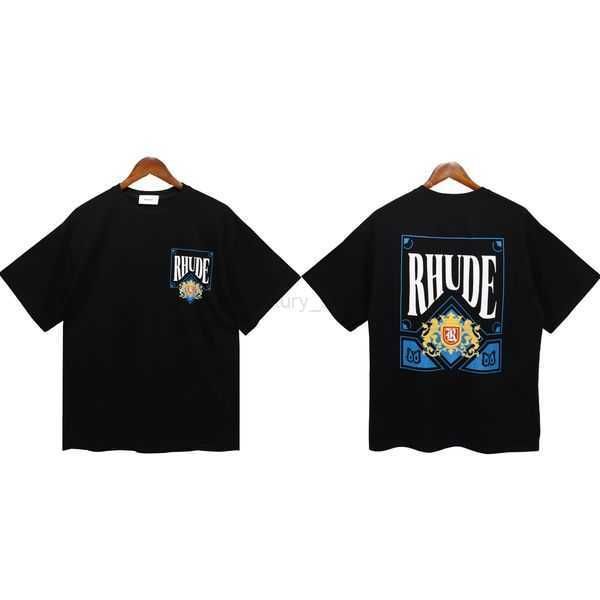 

rhude polo mens shorts womens designer ralphs shirts 23ss rhude t shirt mens spring autumn letter print short sleeve us size t shirt laurens, White;black