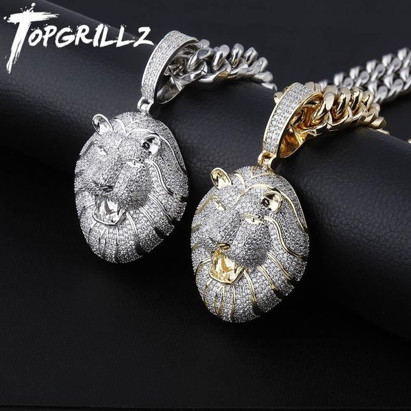 

necklaces rillz gold silver color iced cubic zirconia animal lion pendant necklace men's ladies hip hop jewelry gift