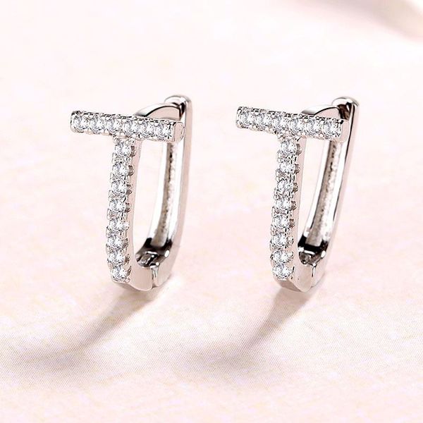 

huggie die2 real 925 sterling silver u shape hoop earrings micropaved small hoops cute jewelry for women girls, Golden;silver