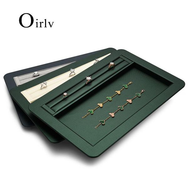 

boxes oirlv pu leather fabric green bracelet display trays ring bangle organizer stand jewelry display props, Black;white