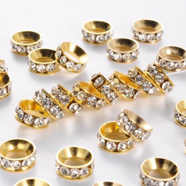 

crystal brass rhinestone spacer beads rondelle golden color 8x3mm 10x5mm hole 45mm