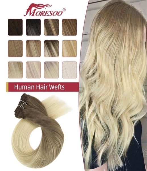 

hair wefts moresoo weft extensions human weave in double wefted bundles machine remy balayage pieces for women straight 2209134109328, Black