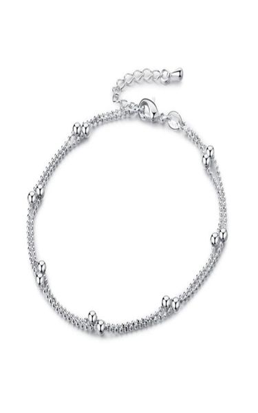

ankle bracelets beach jewelry 2017 new 925 sterling silver double layers anklets jewelry for women boot foot ship n19735939, Red;blue