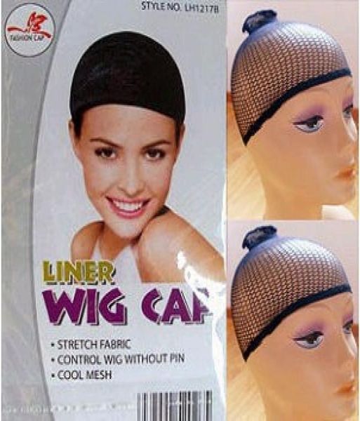 

ship 20 pcs new fishnet wig cap stretchable elastic hair net snood wig cap hair net wig net3436397, Black;brown