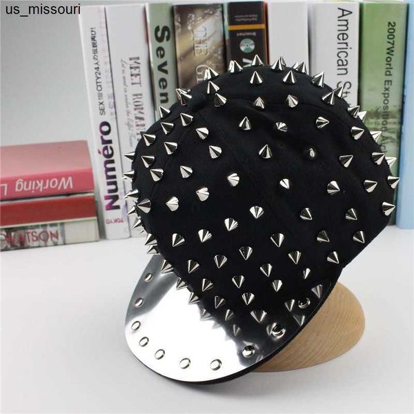 

ball caps running chute hip hop caps hats punk hedgehog hat bigbang personality jazz snapback cap men women spike studs rivet hat punk styl, Blue;gray