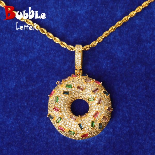 

necklaces bubble letter donut pendant real gold plated women hip hop jewelry, Silver