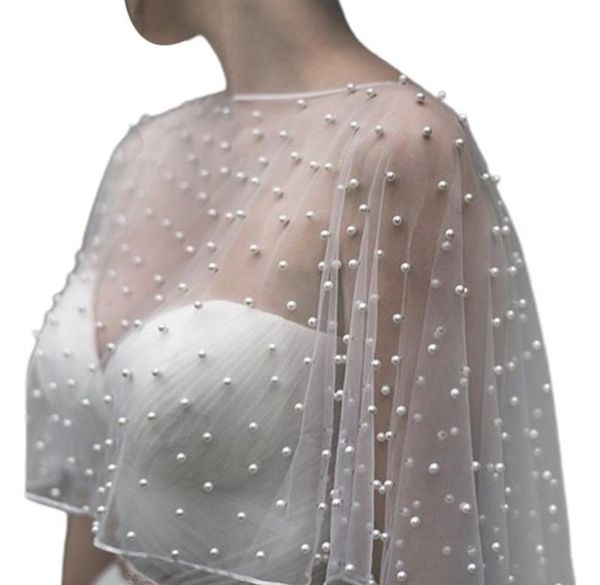 

scarves 2022 wedding accessories bolero bridal cloak pearls cape short front long back women wrap evening shawl7821067, Blue;gray