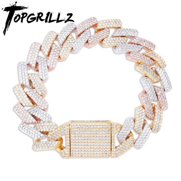 

bangle rillz micro paved cubic zircon big box clasp 20mm cuban bracelet bling hip hop jewelry aaa cz cuban chain bracelet 79 inch, Black