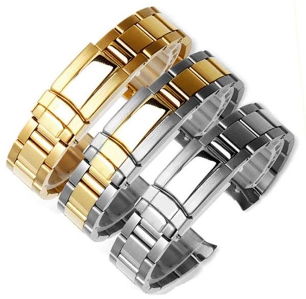 

watch bands 17 20mm stainless steel curved end replacement solid band for submarine role submariner watchband strap bracelet8263031, Black;brown