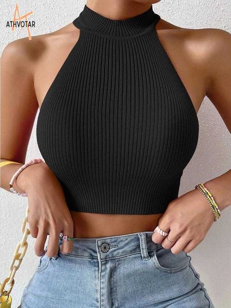 

tanks women sports summer shirts athvotar knits ribbed tank seamless knitted crop cropped sleeveless feminino female vest, White
