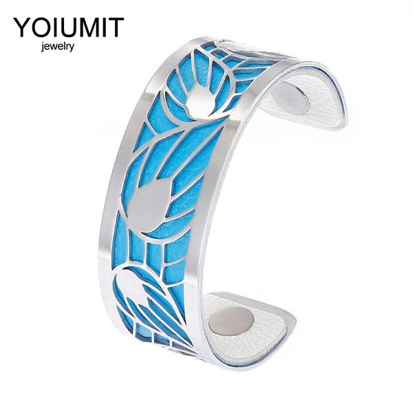 

bangle cremo leaves argent cuff bracelets manchette for women diy jewelry stainless steel bangles interchangeable leather bracelets, Black