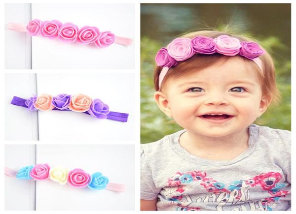 

22 colors hair accessory band baby headband little girl diy five rose hairbands garland flower grosgrain boutique for party9120823, Slivery;white