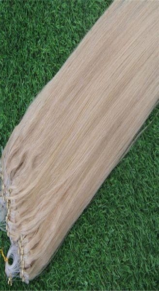

613 blonde micro loop human hair extensions 100g 7a 100 remy hair straight micro bead extensions 100pcs7594277, Black