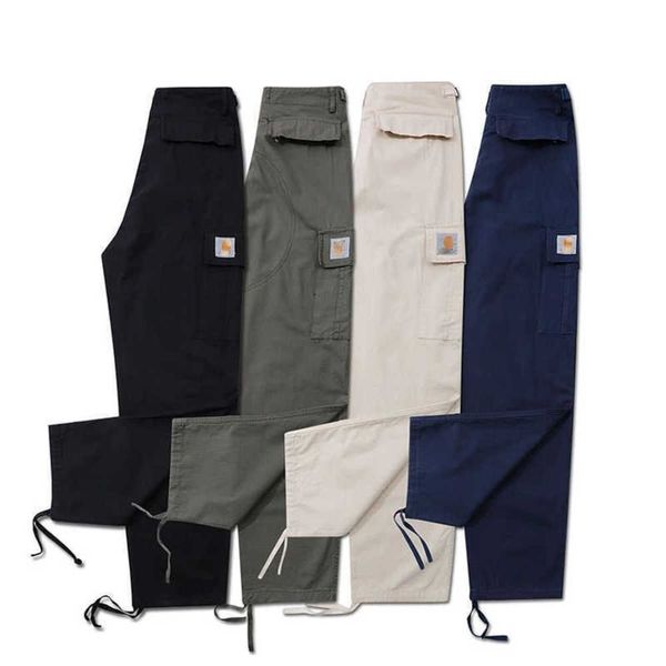 

designer pants mens womens military overalls fashion loose straight trousers multi-pocket slackskfz1, Black