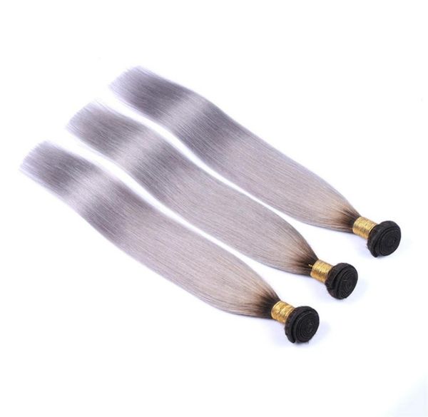 

peruvian hair extensions straight 1bgrey ombre hair wefts 1026inch four bundles one lot 1b grey virgin hair products7877580, Black