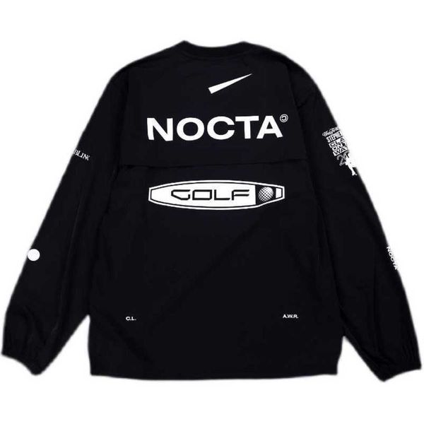 

men's hoodies us version nocta golf co branded draw breathable quick drying leisure sports t-shirt long sleeve round neck summer new hi, Black