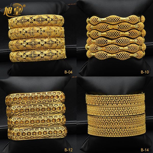 

bangle xuhuang african 24k gold plated bangle bracelet jewelry arabic gold color charm bangle hawaiian luxury bride wedding party gifts, Black