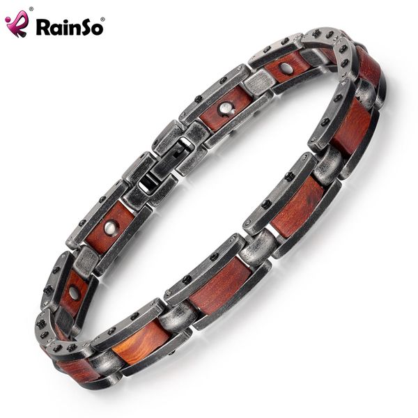 

bangle stainless steel bracelet for men zebra wooden bracelet homme health care magnetic bracelet viking gifts for men rainso, Black