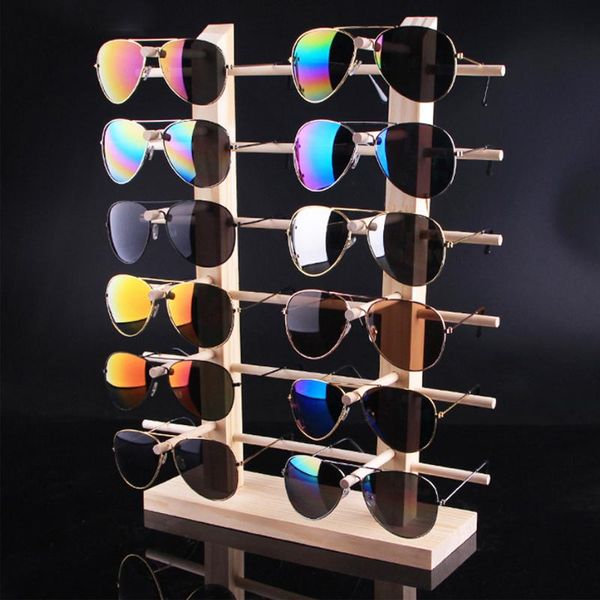 

boxes natural wood sun glasses eyeglasses display rack stands shelf multi layers glasses display show stand holder, Black;white