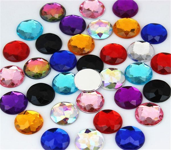 

200pcs 12mm mix color round chamfered face acrylic rhinestones applique crystals stones strass flat back beads for diy clothes cra2331320, Black