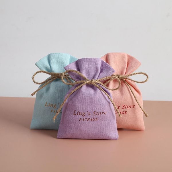 

anklets 100pcs drawstring cotton burlap bucket jewelry bag pouch for wedding party candy gift bag organizer custom jewelry packing, Red;blue