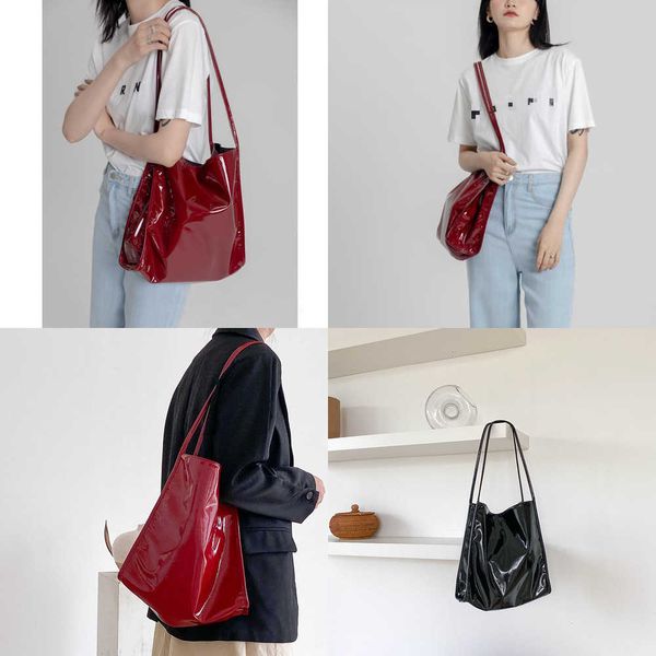 

nxy fashion patent leather women shoulder bags vintage female casual tote handbags large capacity ladies shopping bag 230424