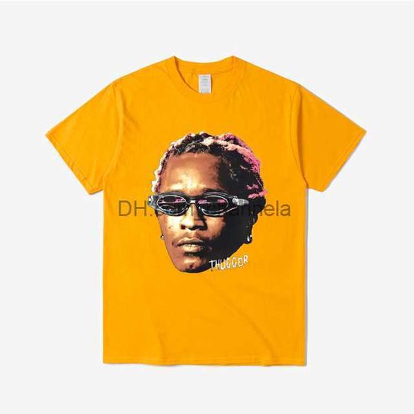 Men's T-Shirts Cotton Unisex T Shirt Women Men Tee Young Thug Thugger Graphic T-shirt African Descent Rapper Style Hip Hop Tshirt Vintage Tops y9