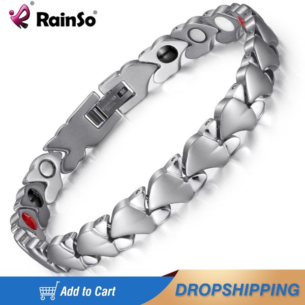 

bangle rainso stainless steel bangle bracelet health magnetic elements hand bracelet for sister gift friendship 2021new, Black