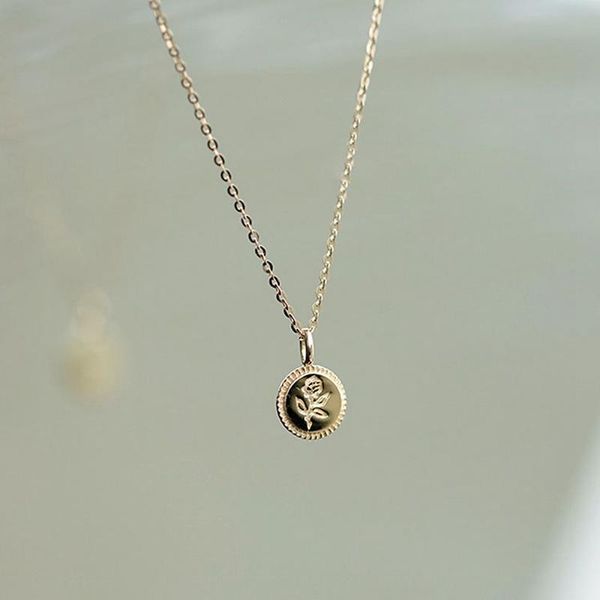 

necklaces silvology 925 sterling silver sculpture rose flower necklace for women glossy coin flower necklace aesthetics birthday jewelry