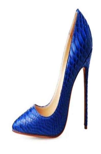 

2018 new women039s fashion snakeskin python pumps pointed toe high heels party dress shoes woman big size eu428281815, Black