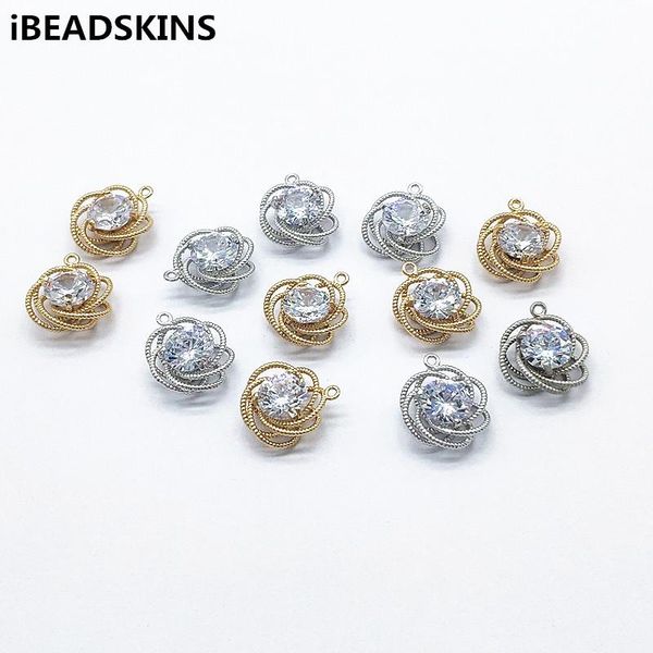 

polish new arrival 17x14mm 50pcs copper/zircon flower shape charm for earrings parts hand made earrings findings jewelry diy, Blue