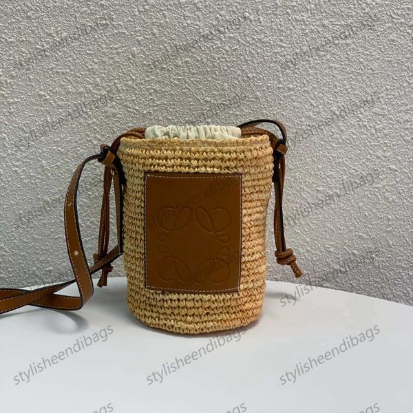 

designer bag summer buckets bag lady lafite grass beach shoulder bag wicker woven female totes straw casual rattan women handbags stylisheen
