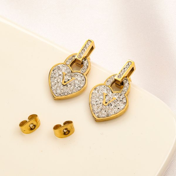 

luxury love gold earrings for lady women orrous girls ear studs set designer jewelry earring valentine's day gift engagement for bride, Golden;silver