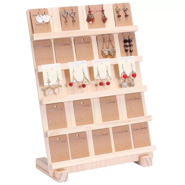 

boxes nature wooden jewelry display stand earring bracelet organizer storage holders wood base rack stall event jewelry store decor, Black;white