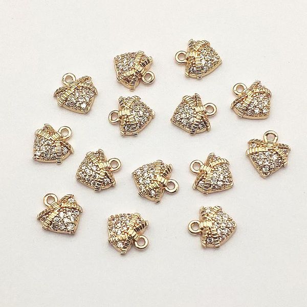 

other new arrival 9x8mm 50pcs cubic zirconia heart charm for handmade earring necklace parts diy accessories jewelry findings