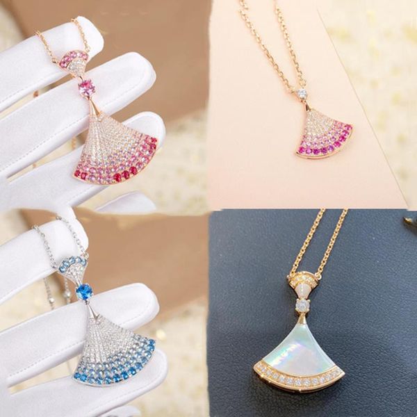 

necklaces new s925 sterling silver scalloped diamond shell necklace skirt pendant