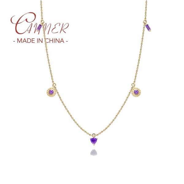 

necklaces canner 925 sterling silver chain necklaces romantic purple zircon ins creative wild personality exquisite necklace for women