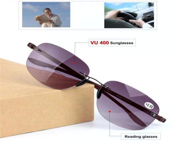 

whole grayfading tinted flatbifocal readingglasses sunglasses uv400 rimless sporty driving sunglasses1003009885795